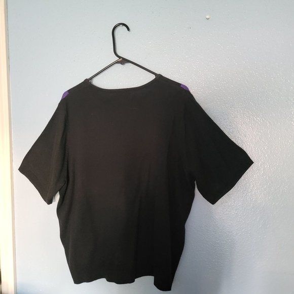 Sag Harbor Womans Black Pink Purple Harlequin Graphic Pullover Short Sleeve Shir - Picture 4 of 12